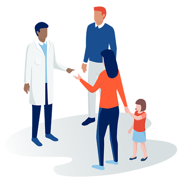 Illustration family speaking with doctor
