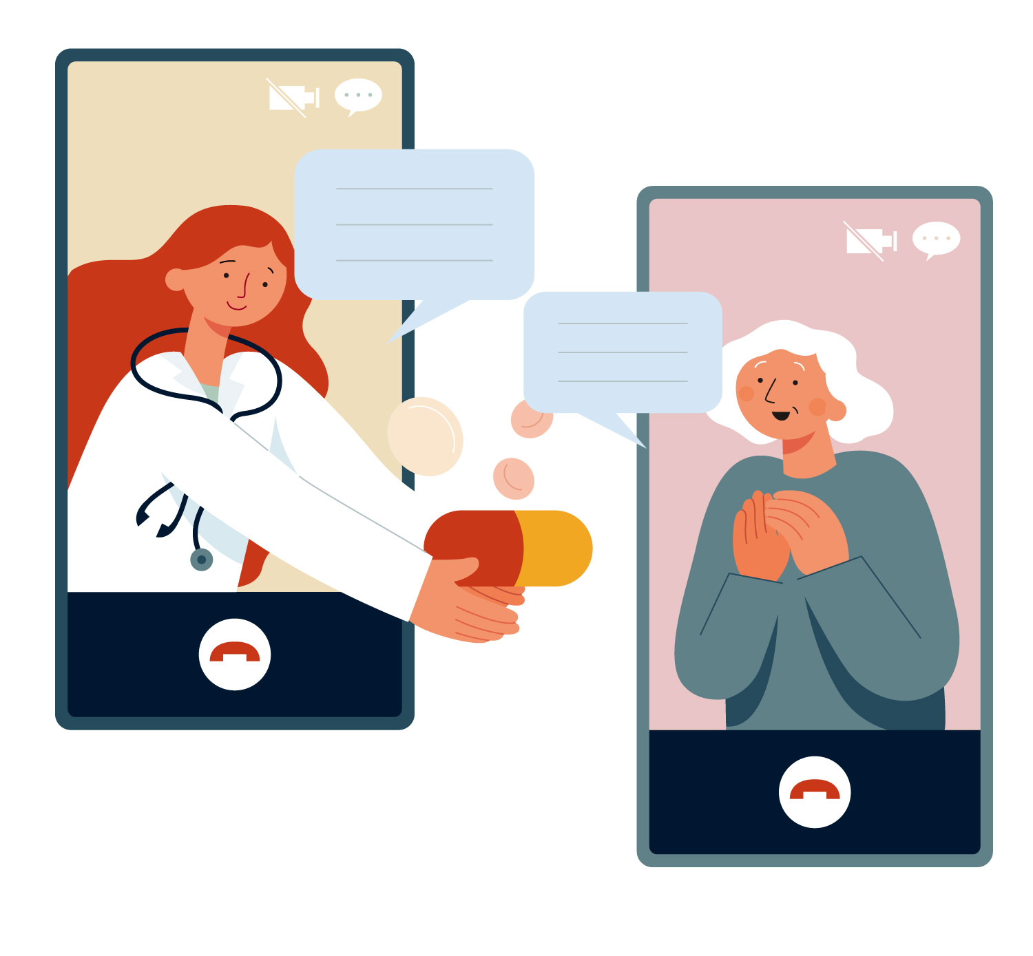 2 mobile phones illustration