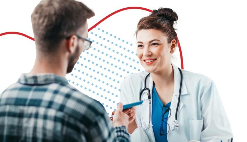 Nurse talking to patient